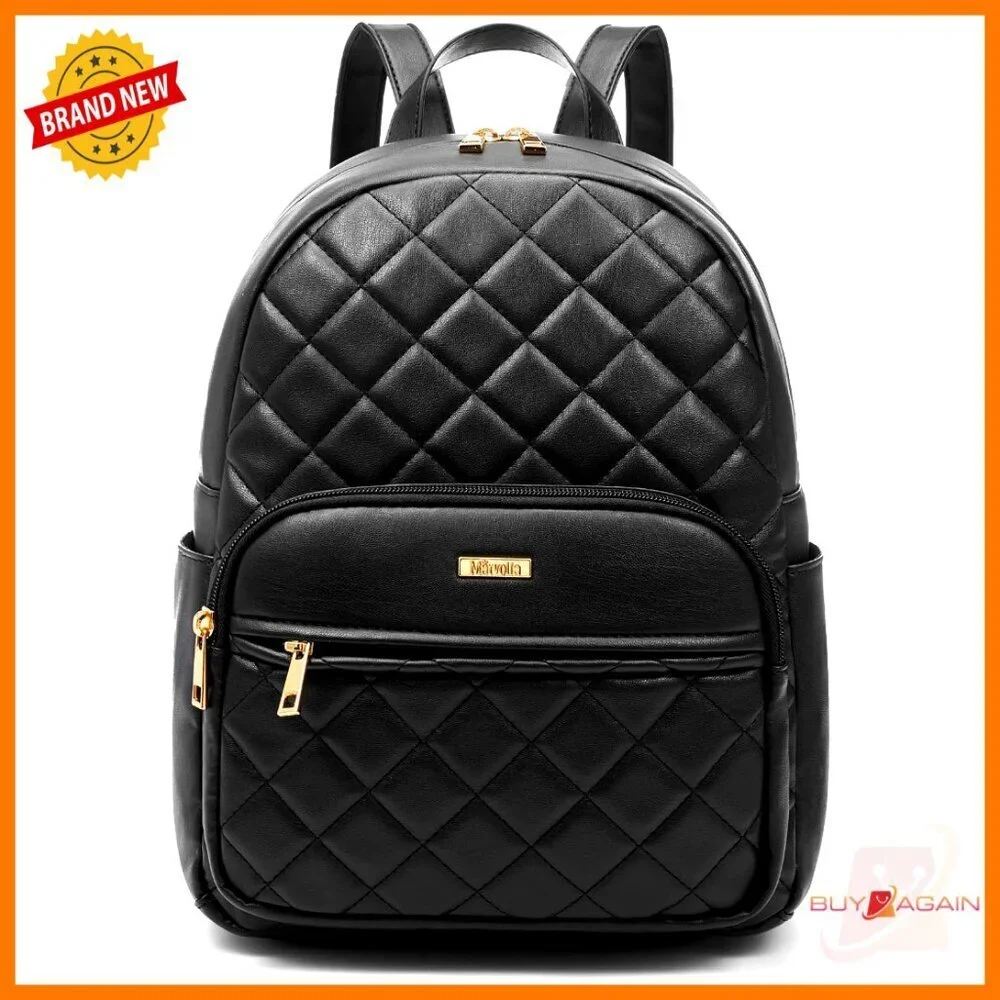 Vegan Leather Mini Backpack - Quilted Fashion Purse for Travel Work Shopping
